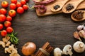 Spices and vegetables in anticipation of cooking Royalty Free Stock Photo