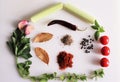 Spices and vegetables  stock photo isolate on white Royalty Free Stock Photo