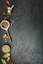 Spices and vintage pepper grinder
