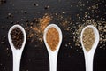 Spices in measuring spoon. Cooking and seasoning for taste Royalty Free Stock Photo