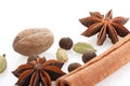 Spices for winter dishes isolated on white background . Mulled wine or ingredients for seasonal Christmas baking are aromatic