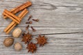 Spices on wooden table