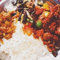 Spicey meal with beef chilli and vege curries