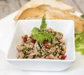 Spicey minced pork with bread, thai food. Royalty Free Stock Photo
