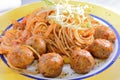 Spicy beef ball spaghetti Royalty Free Stock Photo