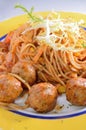 Spicy beef ball spaghetti Royalty Free Stock Photo