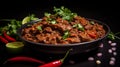 Spicy beef chili, a hearty bowl brimming with tender meat, beans, tomatoes, and bold spices