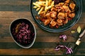 Spicy beef or wild game ragout with red cabbage Royalty Free Stock Photo