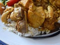 Spicy boiled curry chicken on rice Royalty Free Stock Photo