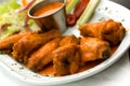 Spicy Buffalo Wings with Blue Cheese Dip Celery an Royalty Free Stock Photo