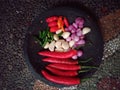 spicy chicken claw ingredients, one of the most delicious foods in the world, consisting of red chilies, spicy cayenne pepper Royalty Free Stock Photo