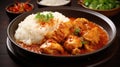 Spicy chicken curry with rice, popular Thai food