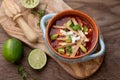 Spicy Chicken Tortilla Soup Royalty Free Stock Photo