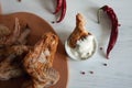 Chiken wings with sour creme Royalty Free Stock Photo