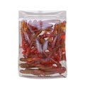 Spicy-Chili chamoy warms in transparent pouch isolated on white background high quality details, 3d rendering