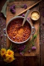 Spicy Chili Con Carne with Kidney Beans and Cheddar Cheese