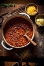 Spicy Chili Con Carne with Kidney Beans and Cheddar Cheese