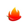 Spicy Chili Logo With Burned Chili Symbol