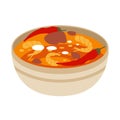 Spicy chili prawn soup in a bowl, flat vector illustration Royalty Free Stock Photo