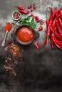 Spicy chili sauce, ketchup Royalty Free Stock Photo