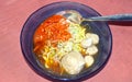 spicy chili sauce in meatball noodles