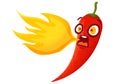 Spicy chilli pepper with flame