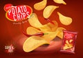 Spicy chilli potato chips advertisement, chips with chillies fla