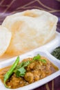 Spicy chole bhature, india dish concept