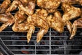 Spicy cooking chicken wings grilling on a summer barbecue Royalty Free Stock Photo