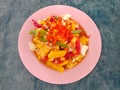 Spicy corn salad with salted egg Royalty Free Stock Photo