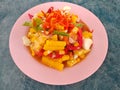 Spicy corn salad with salted egg Royalty Free Stock Photo