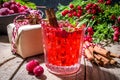 Spicy cranberry cocktail with cinnamon