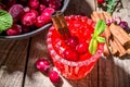 Spicy cranberry cocktail with cinnamon