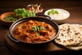 Spicy curry delight Chicken tikka masala paired with roti bread