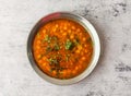 Spicy daal chana served in a plate isolated on background top view of indian and pakistani desi food