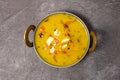 Spicy dal makhani fry or daal butter lentil served in karahi isolated on background top view of bangladesh food