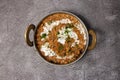 Spicy dal makhni or daal butter lentil served in karahi isolated on background top view of bangladesh food