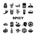 Spicy Dish Flavor Food Collection Icons Set Vector