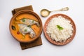 Spicy Fish curry - popular Indian seafood served with rice Royalty Free Stock Photo