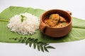 Spicy Fish curry - popular Indian seafood served with rice Royalty Free Stock Photo