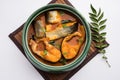 Spicy Fish curry - popular Indian seafood served with rice Royalty Free Stock Photo