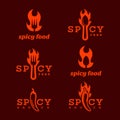 Spicy food logo set