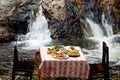Spicy food set at waterfall Royalty Free Stock Photo