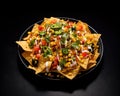 spicy fresh Nachos with vegetables.