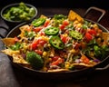 spicy fresh Nachos with vegetables.