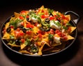 spicy fresh Nachos with vegetables.