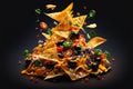 Spicy fresh Nachos with vegetables and toppings