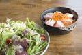 Spicy fresh Tuna Salad and Salmon Toro. Royalty Free Stock Photo