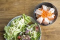 Spicy fresh Tuna Salad and Salmon Toro. Royalty Free Stock Photo