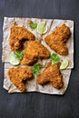Spicy fried breaded chicken wings Royalty Free Stock Photo